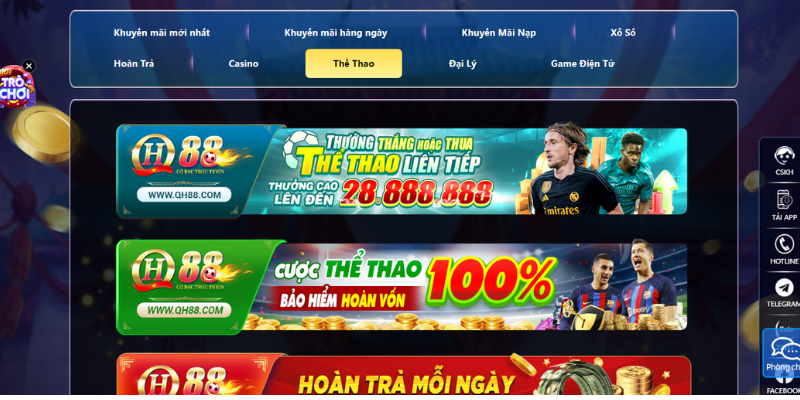 Chương trình khuyến mãi tại thể thao qh88